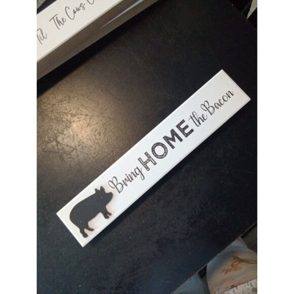 Pig Bringing Home The Bacon Sign Farmhouse Country Decor - Picture 1 of 2